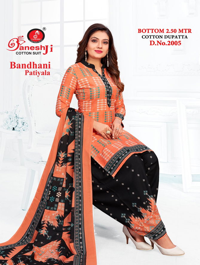 Ganeshji Bandhani Patiyala 2 Fancy Regular Wear Printed Cotton Dress Material Collection